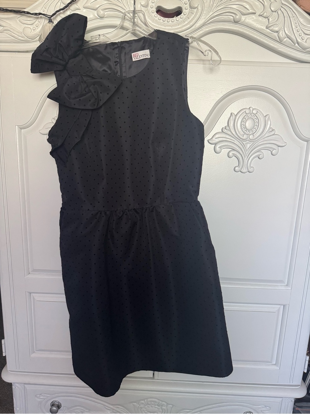 RED Valentino Girls' Black Sleeveless Dress with Shoulder Bow